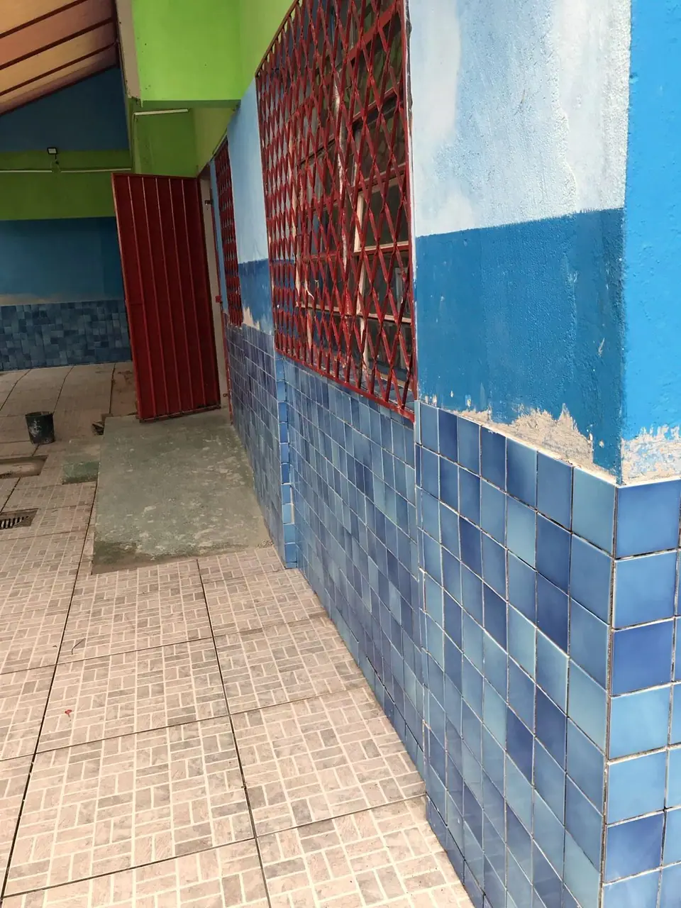Área externa durante os serviços